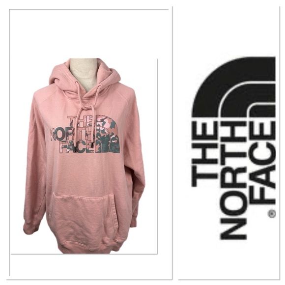 🆕 The North Face pink hoodie sweatshirt with gray camo logo size XL - Picture 10 of 10